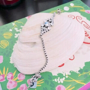 Marlyn Schiff Adjustable Silver Toned Rhinestone Bracelet